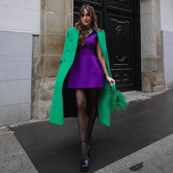 ZARA PURPLE VOLUMINOUS SHORT DRESS - Picture 5 of 10